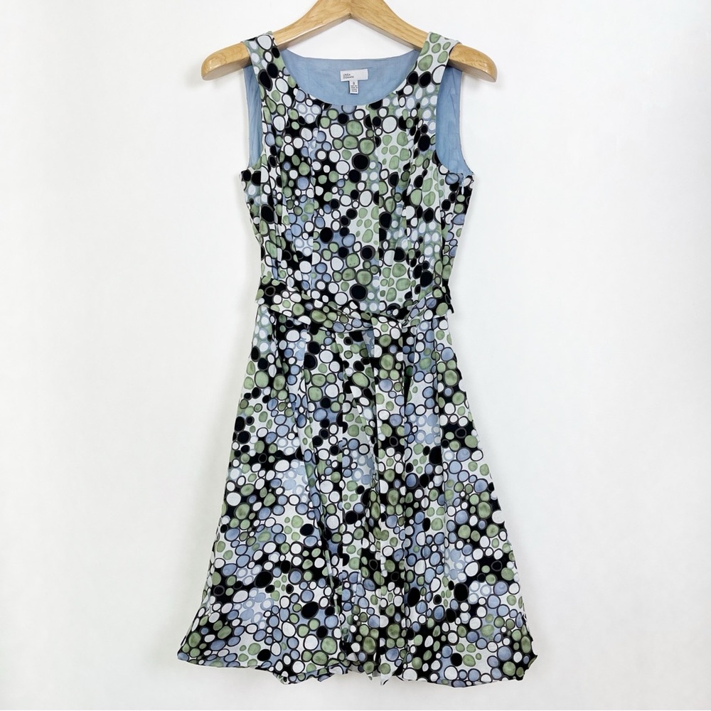 Linea Domani Blue‎ Black Green Sleeveless A-Line Flared Sundress Size 8